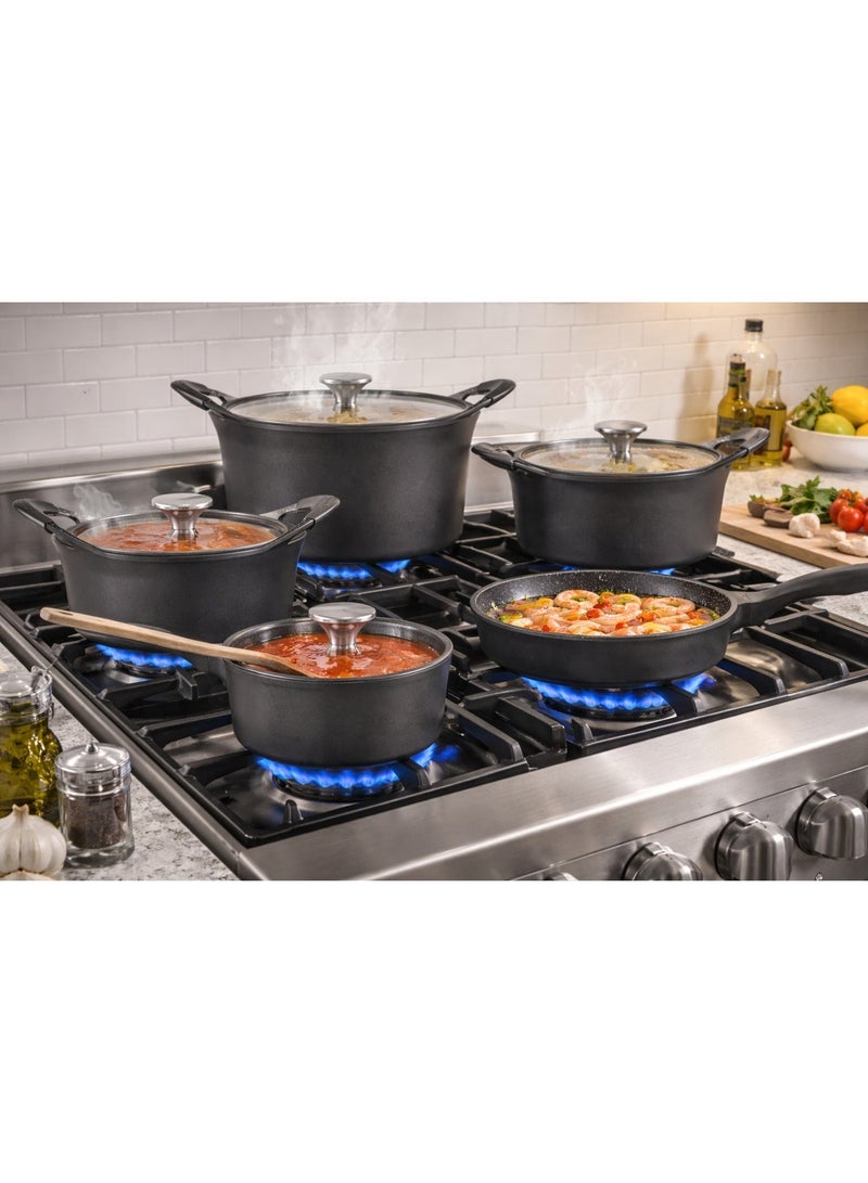 PERFECT KITCHEN 9-PCS COOKWARE Set BLACK - Image 1